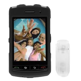 Fits Blackberry 9500 Storm 9530 Thunder Verizon Cell Phone Snap on Protector Faceplate Cover Housing Case - Solid Black Rubber Feel