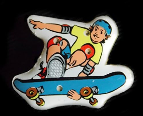 Flashing Blinking LED Light Up Blinky Body Magnet Button Pins Party Pack Favors- 12 PACK (Skateboard Dude)