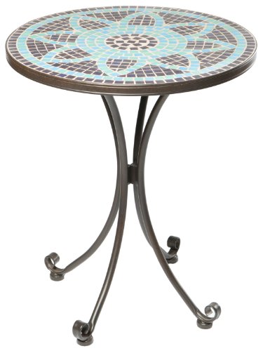 Alfresco Home 24-Inch Le Mans Bistro Table and Base, Mosaic Design
