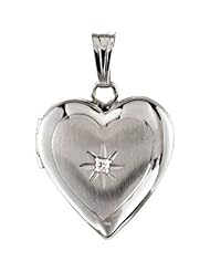 Heart Locket with Diamond Accent in 14k White Gold
