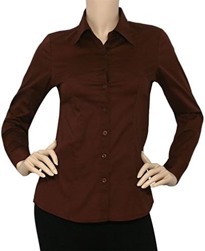 Mememall Fashion Lady L/Slv Button Down Solid Collar Work Office Shirts Skinny Top