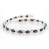 10cttw Sterling Silver Deep Red Garnet Tennis Bracelet - 7