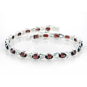 10cttw Sterling Silver Deep Red Garnet Tennis Bracelet - 7 by