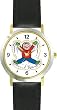 Boy Making Snow Angel Christmas Theme - WATCHBUDDY&reg; DELUXE TWO-TONE THEME WATCH - Arabic Numbers - Black Leather Strap-Size-Large ( Men's Size or Jumbo Women's Size )