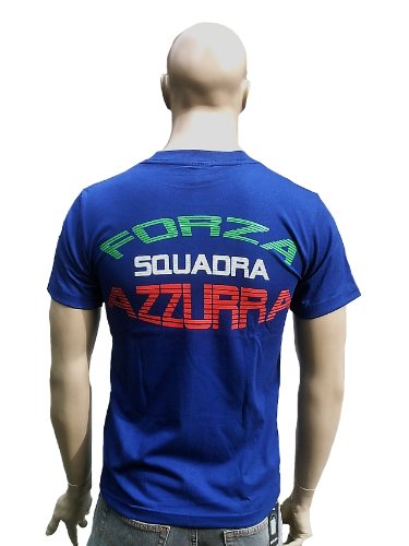 Ticila Herren T-Shirt Italia Italien Italy Forza Squadra Azzurra Azzurri Fussball WM EM Designer Fan Tee Trikot Blau XL 54/56