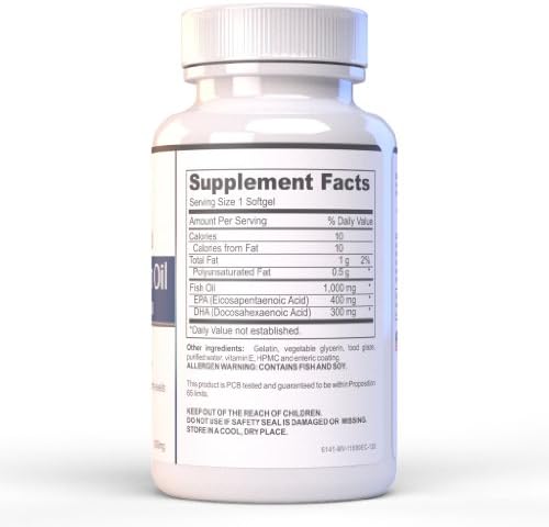 Omega 3 Fish Oil Pills - Molecularly Distilled Supplements for Highest Purity - 4 months supply (120 softgels) - 1 Fish Oil Capsule a day with Omega 3 Fatty Acids Helps Safeguard Your Health.