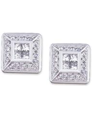1/2 ct tw Invisible Set Diamond Earrings in 14k White Gold