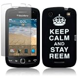 BLACKBERRY CURVE 9380 BLACK/WHITE KEEP CALM AND STAY REEM LASERED SILICONE SKIN CASE / COVER / SHELL + SCREEN PROTECTOR PART OF THE QUBITS ACCESSORIES RANGEby Qubits