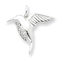 Sterling Silver with Swarovski Crystal Hummingbird Charm