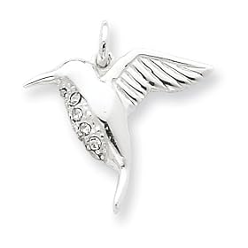 Sterling Silver with Swarovski Crystal Hummingbird Charm
