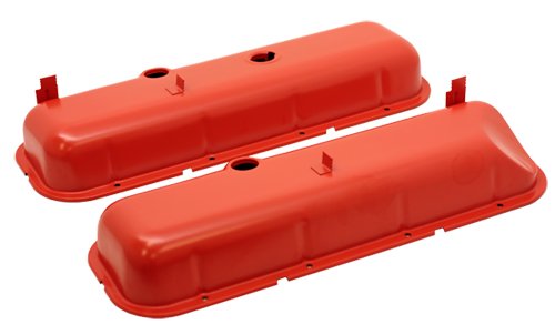 1965-72 Chevy Big Block 396-427-454 Tall OEM Style (Recessed Corner) Steel Valve Covers - Orange