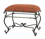 18 Victorian Style Iron Ottoman with Red Brocade Cushion