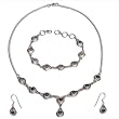 Sterling Silver Jewelry Set Amethyst Necklace Earring and Bracelet (gnklcs366)