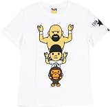 【サイズ：レディースS】A BATHING APE(エイプ) MILO(マイロ) &times;全日本プロレス レディース版NFS限定08AW 15周年記念BAPESTAプロレスT【白】【新品】