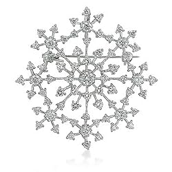 Snowflake Shaped Brooch with Clear CZ (Prong-Set)