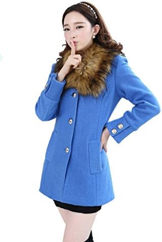 Erlion Women Winter Plus Size Woolen Pea Coat Dress 2XL-6XL