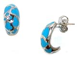 Angelique De Paris Coquette Platinum Rhodium Finish Resin Huggie Post Earrings in Turquoise