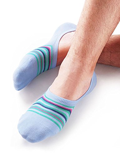 Vero monte 4 pairs mens no show socks (size 8-10, blue)