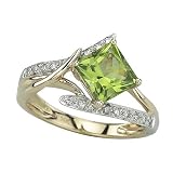 14K Two-Tone Gold Peridot and Diamond Ring
