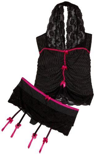 Seven Til Midnight Womens Risky Business Cami & Thong - Plus Size,Black,One Size