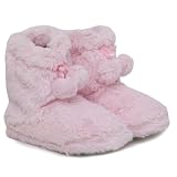 Girls Soft Fluffy Indoor Footwear/Slipper Boots with Pom Poms