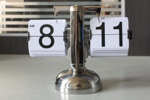 KABB White Retro Flip Down Clock - Internal Gear Operated