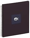 Walther SA-114-B Spiralalbum Oasis,Leineneinband, Metallapplikation ohne Pergamin, 50 schwarze Seiten, 27 x 33 cm schwarz