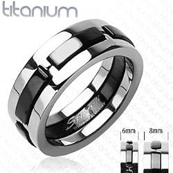 Solid Titanium with Multi Onyx Colored Dexter Ring