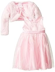 Girls Cotton/Polyester Mesh Glittering   Dress With Ruffles