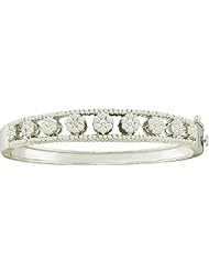 2.40 Carat (ctw) 14k White Gold Brilliant Round White Diamond Ladies Flower Bangle Bracelet
