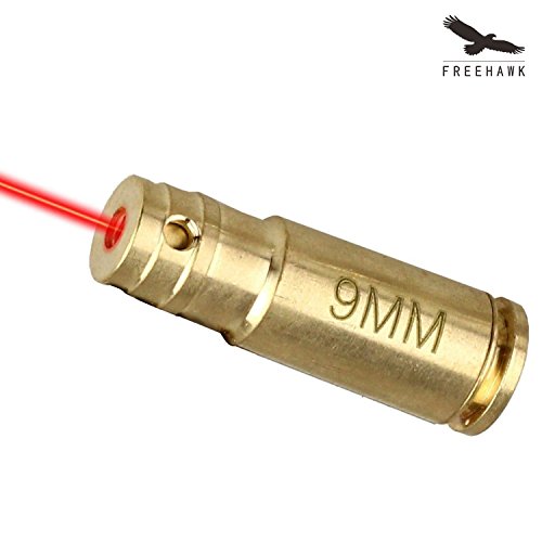 Boresight Laser/Bore Sight Laser, FreehawkÂ®Original Accurate Red Dot 9mm Brass Cartridge Rifle Scope Laser Bore Sighter Boresighter All 9mm s Both Fixed and Floating Barrel,Outdoor Hunting Shooting