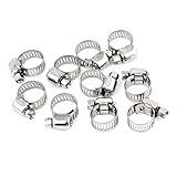 uxcell　 ホースクランプ　10個　シルバートーン　調整可能　金属　13mmへ19mm範囲　　クリップ