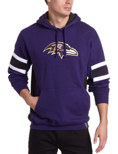 NFL Men's Baltimore Ravens Passing Game II Long Sleeve Hooded Fleece Pullover (Dark Purple/Black/White, X-Large)