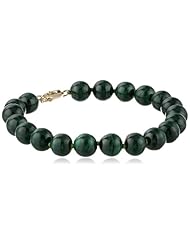 14k Yellow Gold 8mm Malachite Beaded Bracelet, 7.25"
