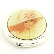 Elegant Silvertone Vanity Compact Mirror Flapper Girl 2