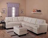 IMAGE OF Sectional Sofa Contemporary Style White Cream Leather