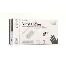 Daxwell F10001254 Vinyl General Purpose Glove, Powdered, Small, Clear (10 Boxes of 100 Gloves)