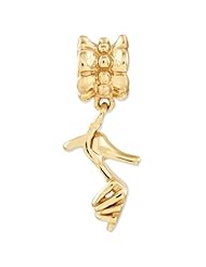 Sterling Silver Gold-plated s High Heel Shoe Dangle Bead by Reflection Beads, Best Quality Free Gift Box Satisfaction Guaranteed
