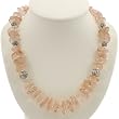 Handmade Pink Quartz Necklace With Antiqued Silver Beads