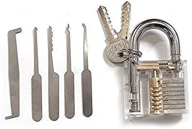 Kriston Nilson #1 Best Practical&amp;Noble Transparent Practice Padlocks + 5 Piece Unlocking Lock Pick + Transparent Box Set (Transparent)