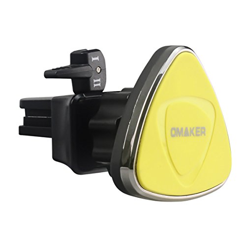 Omaker マグネット車載ホルダー エアコン吹き出し口に差込みスマホホルダー iPhone6s/iPhoneSEなどスマホとカーナビに対応するカーマウント(ブラック+イエロ)OMA4131