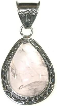 Teardrop Rose Quartz Filagree Pendant