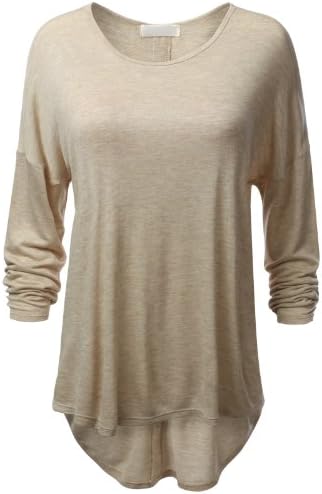 Doublu Plus Womens Oversized Long Sleeve Raglan Crewneck Top Plus Size