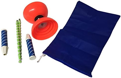 Pro Performance Triple Bearing Chinese Diabolo Yoyo with Carbon Sticks High Flight Fly Action (Orange)