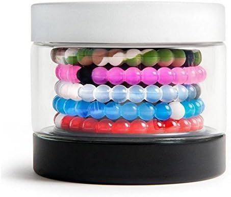 Transparent Silicone Beaded Bracelet X-large Set of 5 (White+Blue+Pink+Camo+ Red)