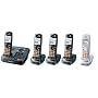 Panasonic KX-TG9345PK DECT 6.0 Expandable Digital Cordless Phone Digital Answering System and Dual Keypads 4 chargers, 5 Handsets (4 Black, 1 Silver)