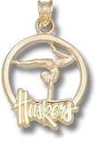 Nebraska Cornhuskers Solid 10K Gold ''HUSKERS'' Gymnast Pendant