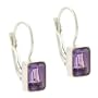Sterling Silver Genuine Amethyst Stone Emerald cut LeverBack Lever Back Earrings