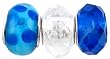 Pandora Style Three (3) Piece Charm Bead Set (Z139) - Murano Style Glass and Faceted Glass (Fits Troll too) ~ Blue and Clear