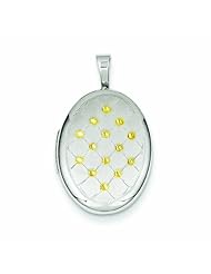 Genuine .925 Sterling Silver Gold-Plated Quilt Pattern 16mm Oval Locket 2.7 Grams. 100% Satisfaction Guaranteed.